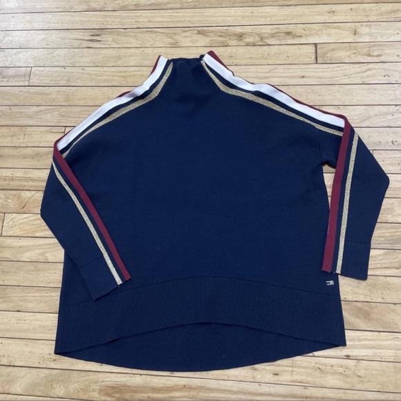 Tommy Hilfiger Icons Cotton Cashmere Blend Sweater XS Navy Stripe Sleeve - Picture 11 of 16